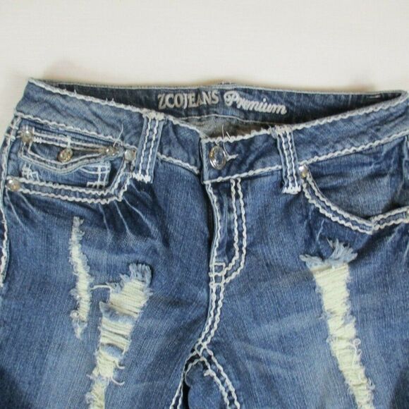 ZCO Jeans Premium Boot Thick Stitched Distressed Flap Pocket Women's Size 11 - Picture 3 of 12